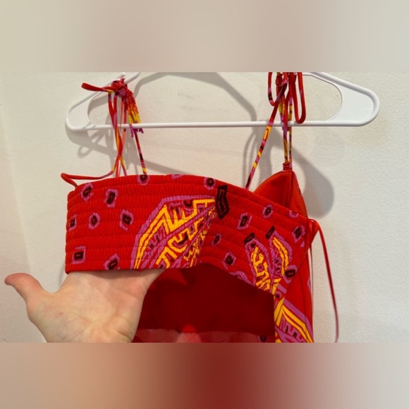 House Of Harlow 1960 Red Tiki Banana Print Sleeveless Beaded Midi Dress Size S - Picture 6 of 10